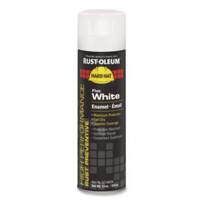 Hard Hat High Performance V2100 System Rust Preventive Enamel Spray Paint, Flat White, 15 Oz. Aerosol Can, 6/Carton