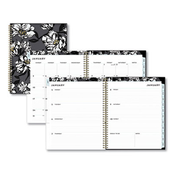Baccara Dark Create-Your-Own Cover Weekly/Monthly Planner, Floral, 11 x 8.5, Gray/Black/Gold Cover, 12-Month (Jan-Dec): 2023
