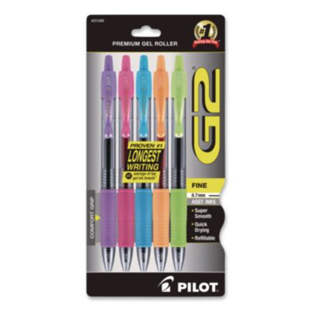 G2 Premium Gel Ink Pen, Retractable, Fine 0.7 Mm, Assorted Ink And Barrel Colors, 5/Pack