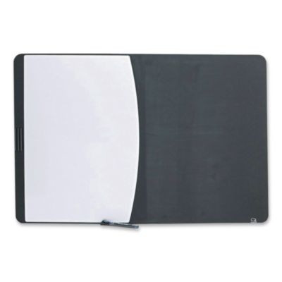 Designer Tack And Write Combination Dry-Erase Whiteboard/Bulletin Board, 35 x 23.5, Black/White Surface, Black Plastic Frame