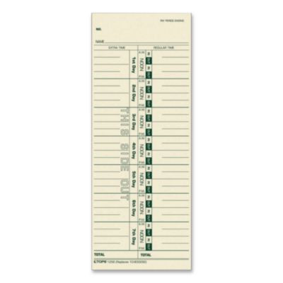 Time Clock Cards, Replacement For 30/1912R/10-800292, One Side, 3.5 x 9, 100/Pack