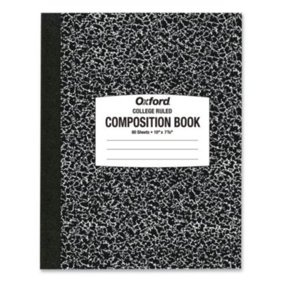 Composition Book, Medium/College Rule, Black Marble Cover, (80) 10 x 7.87 Sheets