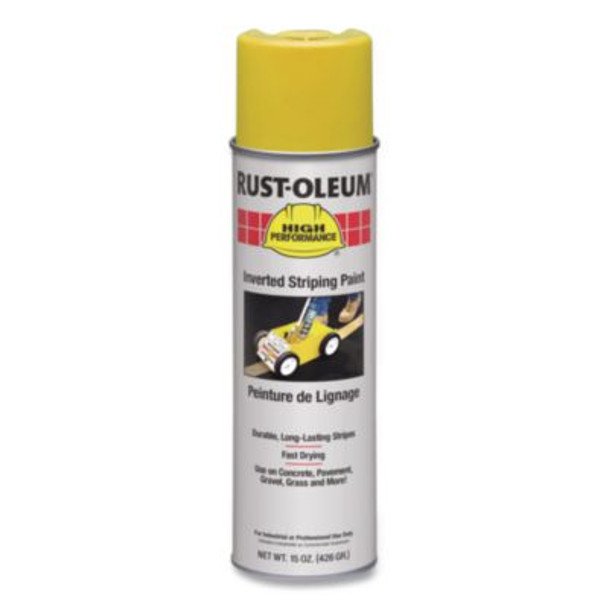 High Performance 2300 System Inverted Striping Paint, Semi-Gloss Yellow, 18 Oz Aerosol Can, 6/Carton