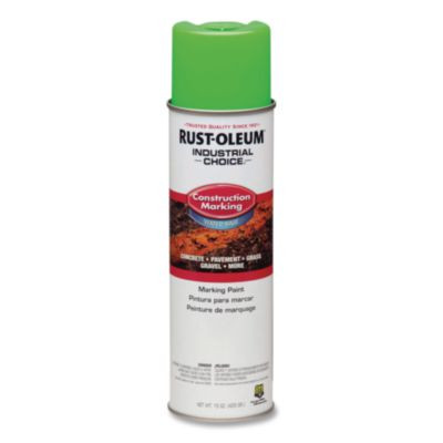 Industrial Choice M1400 System Water-Based Construction Marking Paint, Gloss Fluorescent Green, 17 Oz Aerosol Can, 12/Carton