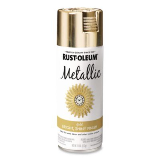 Metallic Spray Paint, Metallic Gold, 11 Oz Aerosol Can, 6/Carton