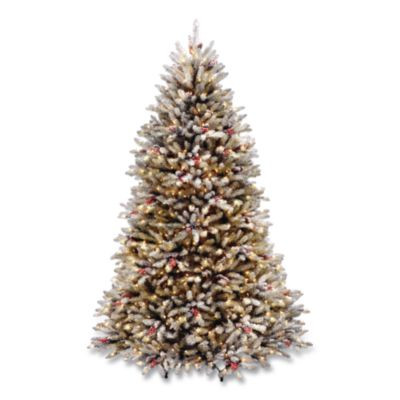 Pre-Lit Dunhill Fir Snowy Tree, 55" x 55" x 84", Green Tree, Green Tree Stand