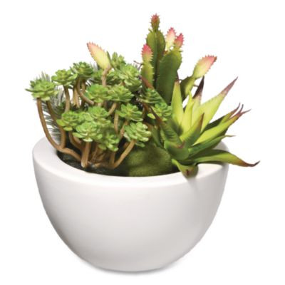 Spring Potted Plant, 8" x 8" x 8", Green Plant, White Pot