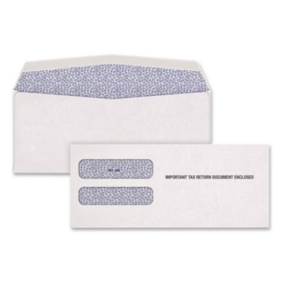 3-Up 1099-Nec Gummed Seal Double-Window Security Tint Envelopes, Commercial Flap, 9 x 3.75, White, 100/Pack