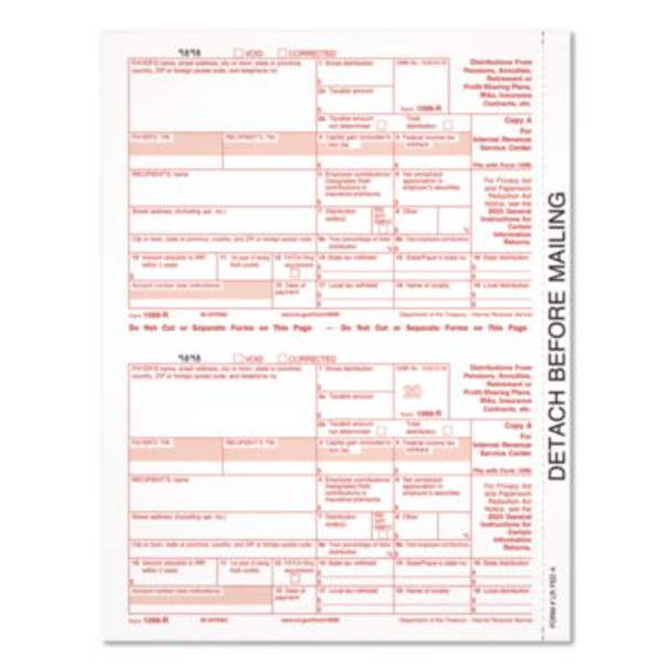 2023 1099-R Tax Form, 1 Part, Federal Copy, 2 Forms/Sheet, 50 Forms Total
