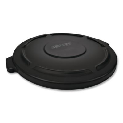Brute Self-Draining Flat Top Lids For 32 Gal Round Brute Containers, 22.25" Diameter, Black
