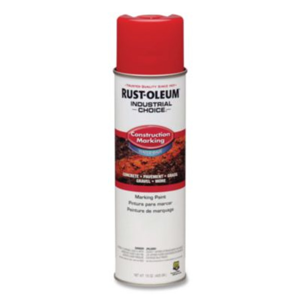 Industrial Choice M1400 System Water-Based Construction Marking Paint, Gloss Safety Red, 17 Oz Aerosol Can, 12/Carton