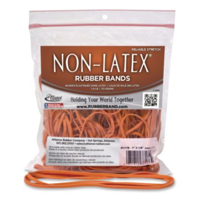 Non-Latex Rubber Bands, Size 117B, Orange, 63/Pack