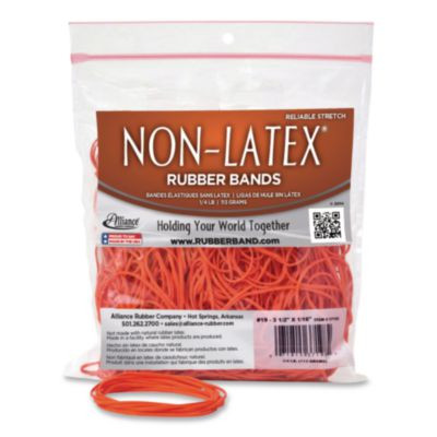 Non-Latex Rubber Bands, Size #19, Orange, 360/Pack