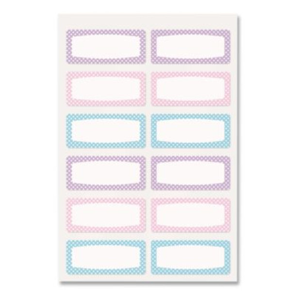 No-Iron Fabric Labels, Pastel Borders, Handwrite Only, 0.75 x 1.75, White, 12/Sheet, 2 Sheets/Pack