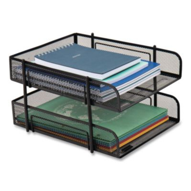 Metal Mesh Stackable Letter Tray, 2-Tier, Letter Size, 10.5 x 13.25 x 7.5, Black