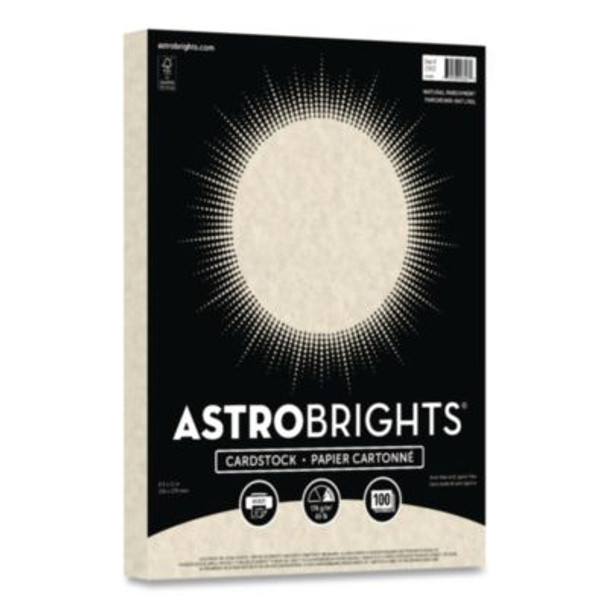 Color Cardstock, 65 Lb Cover Weight, 8.5 x 11, Natural, 100 Sheets/Pack