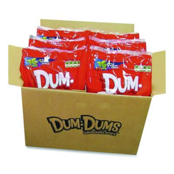 Dum-Dum-Pops, Assorted Flavors, Individually Wrapped, 2 Lb Bag, 200 Pieces/Bag, 6 Bags/Carton