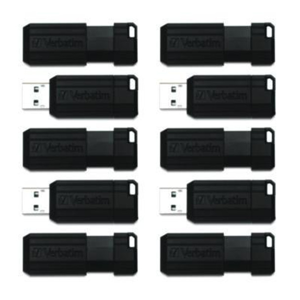 Pinstripe Usb 2.0 Flash Drive, 32 Gb, Black, 10/Pack