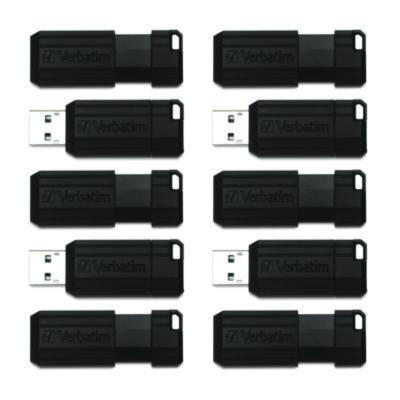 Pinstripe Usb 2.0 Flash Drive, 32 Gb, Black, 10/Pack