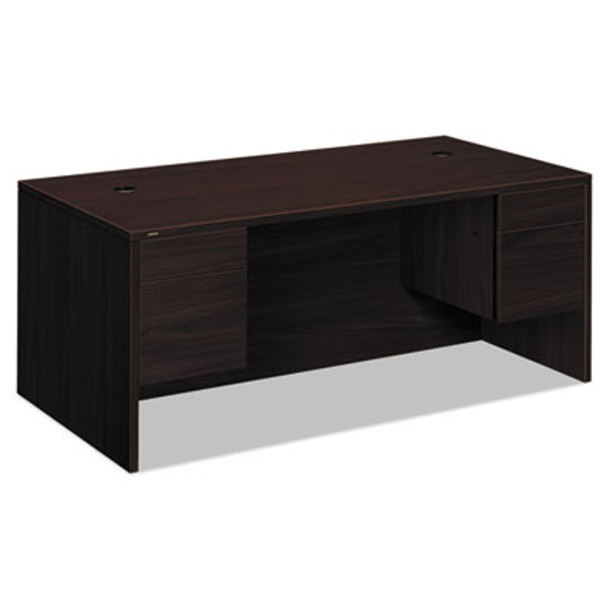 10500 Series Double 3/4-Height Pedestal Desk, Left And Right: Box/File, 72" x 36" x 29.5", Mahogany
