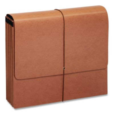 Moisture-Resistant Expanding Wallet, 5.25" Expansion, 1 Section, Elastic Band Closure, Letter Size, Brown, 10/Box
