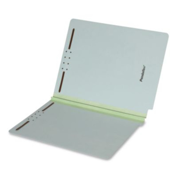Colored Pressboard End Tab Fastener Folders, Straight Tab, Expands 1", 2 Fasteners, Letter Size, Light Green, 25/Box