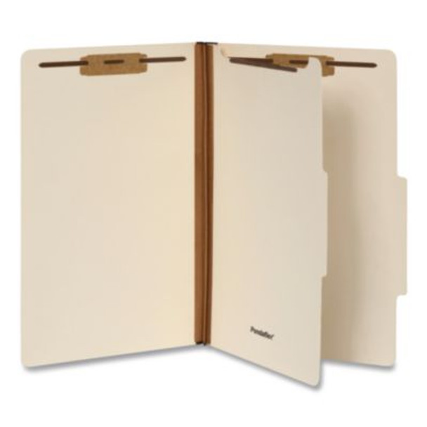 Manila Top Tab Classification Folders, 2/5-Cut Tab, Expands 1.75", 1 Divider, 4 Fasteners, Legal Size, Manila, 10/Box