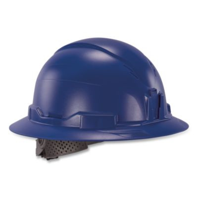 Skullerz 8963 Full Brim Class E Safety Helmet, 6-Point Standard Ratchet Suspension, One Size Fits Most (6.5 To 8), Blue