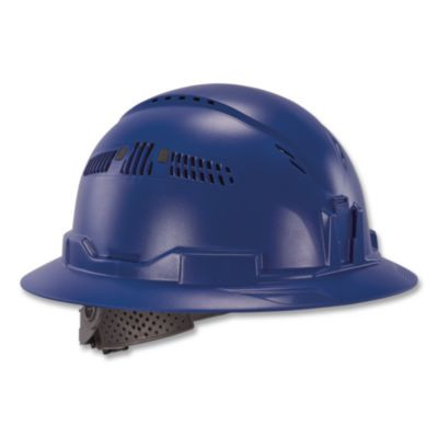 Skullerz 8964 Full Brim Class C Safety Helmet, 6-Point Ratchet Suspension, Blue