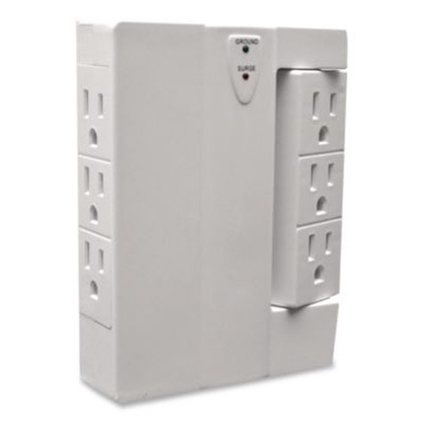 6 Outlet Swivel Wall Tap With Surge Protection, 1,000 J, White