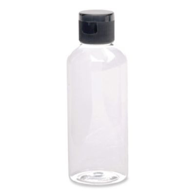 Flip-Top Travel Toiletry Bottle, Clear With Black Cap