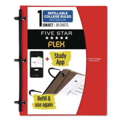 Flex Notebinder, 1/2" Techlock Rings, 1-Subject, Medium/College Rule, Randomly Assorted Cover Colors, (80) 11 x 8.5 Sheets