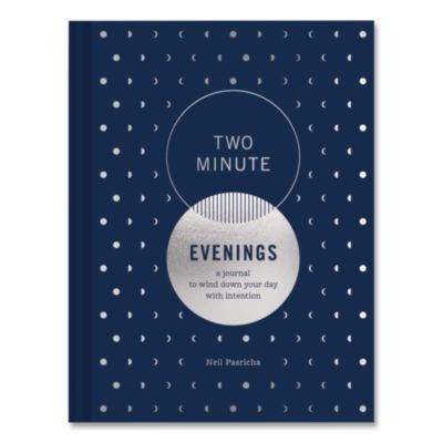 Guided Journal: Two Minute Evenings - Wind Down Your Day By Neil Pasricha, Blue/Silver Cover, (152) 6.25 x 4.75 Sheets