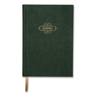 Hardcover Journal, Narrow Rule, Green/Gold Soft-Touch Synthetic Suede Cover, (80) 7.88 x 5.5 Sheets