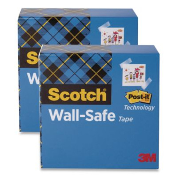 Wall-Safe Tape, 1" Core, 0.75" x 1,296", Clear, 2/Pack