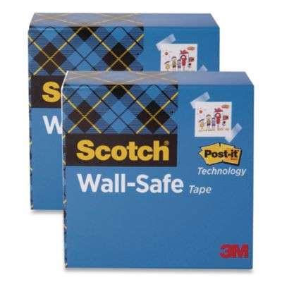 Wall-Safe Tape, 1" Core, 0.75" x 1,296", Clear, 2/Pack