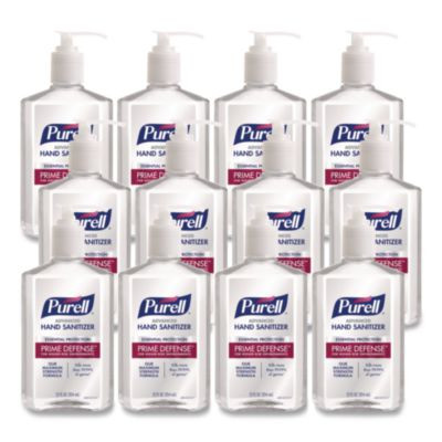 Prime Defense Advanced 85% Alcohol Gel Hand Sanitizer, 12 Oz Pump Bottle, Clean Scent, 12/Carton