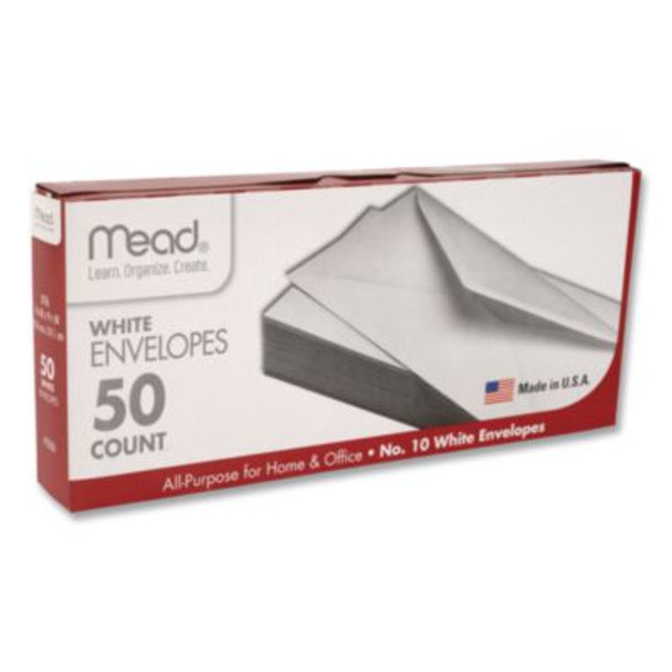 #10 Business Envelopes, Monarch Flap, Gummed Closure, 4.13 x 9.5, White, 50/Pack