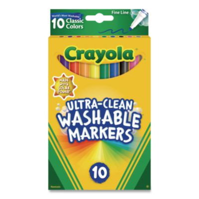 Ultra-Clean Washable Markers, Fine Bullet Tips, Assorted Colors, 10/Box, 24 Boxes/Carton