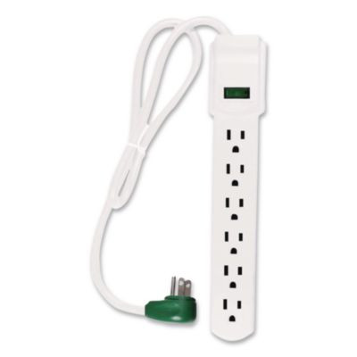 6 Outlet Surge Protector, 2.5 Ft Cord, 160 J, White