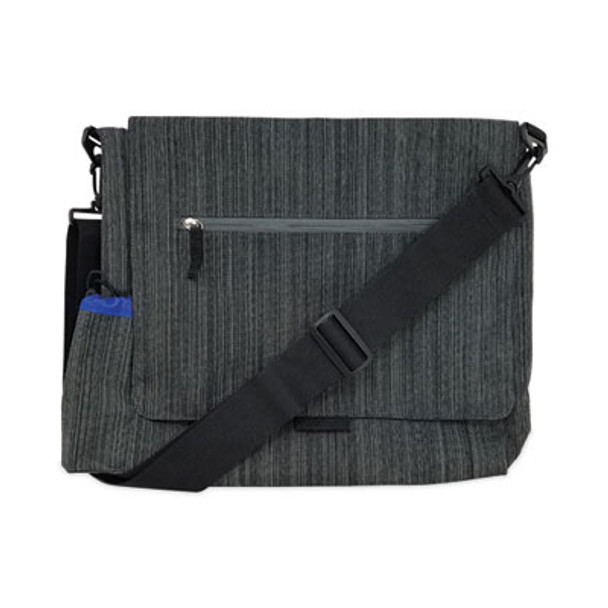 Fabric Casual Messenger Bag, Charcoal/Cobalt
