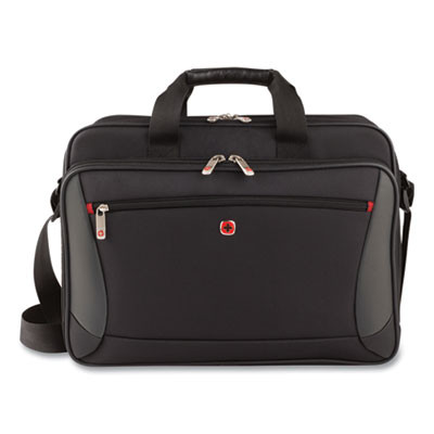 Swissgear Mainframe Laptop Briefcase, Fits Devices Up To 16", Polyester, 15.75 x 6 x 12, Black/Gray