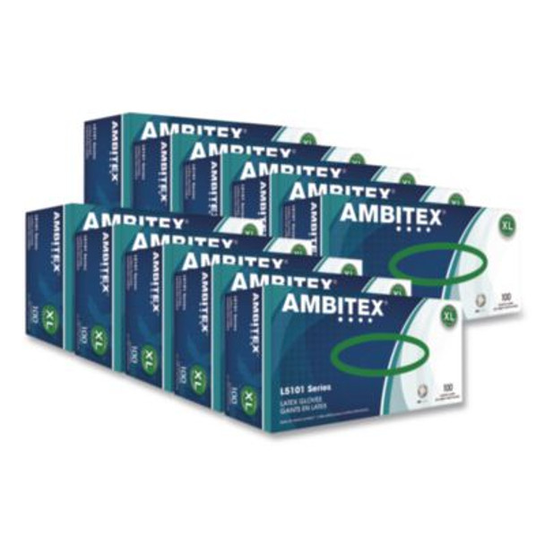 L5101 Series Powdered Latex Gloves, X-Large, 4 Mil Thick, 9" Long, Cream, 100/Box, 10 Boxes/Carton