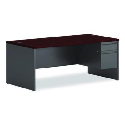 38000 Series Right Pedestal Desk, 72" X 36" X 29.5", Mahogany/Charcoal