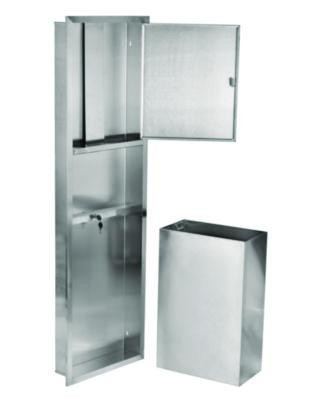 Stainless Steel Recessed Paper Towel Dispenser With Waste Receptacle, 56 x 4 x 17
