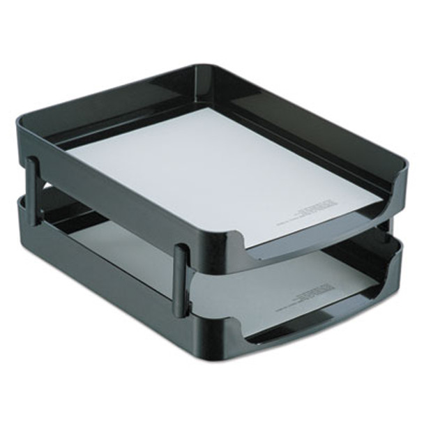 2200 Series Front-Loading Desk Tray, 2 Sections, Letter Size Files, 10.25" X 13.63" X 2", Black