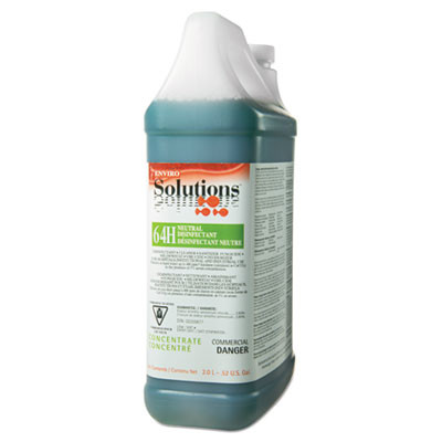 64h Neutral Disinfectant Cleaner, Lemon Scent, 2 L Bottle, 4/Carton
