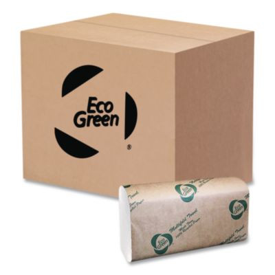 Multi-Fold Recycled Paper Towels, 1-Ply, 9.25 x 9.5, Natural White, 250/Pack, 16 Packs/Carton