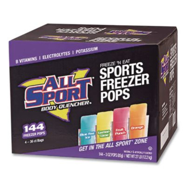 Body Quencher Electrolyte Freezer Pops Variety Pack, Assorted Flavors, 144/Carton