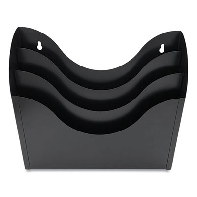 Three-Compartment Steel Wall Sorter, 3 Sections, Legal/Letter Size, 13" x 3.5" x 11.25", Black